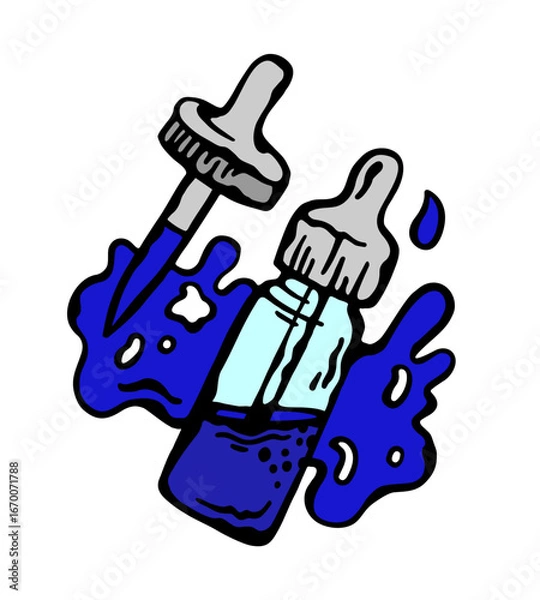 Fototapeta illustration of a bottle of x Methylene Blue Serum isolated on a white background
