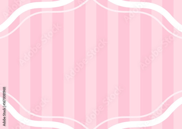 Obraz 背景　ストライプに波線の枠　ピンク