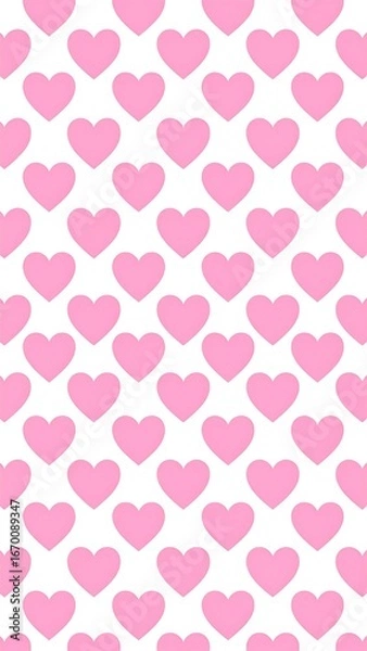 Fototapeta Pink hearts repeating pattern on white background