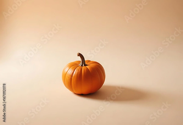 Obraz Minimal pumpkin on beige studio background