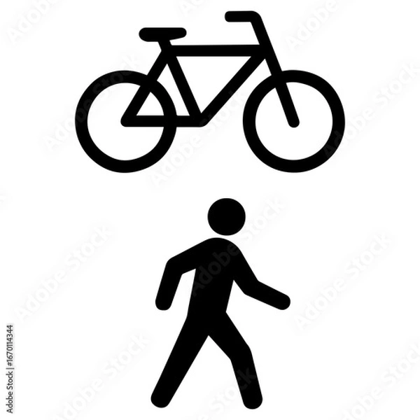 Fototapeta Pedestrian and cyclist bicycle shared lane signage icon with transparent background road safety symbol
