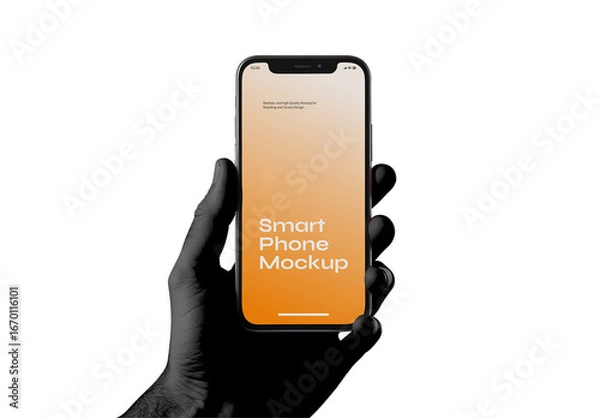 Fototapeta Hand Holding Smartphone Mockup with Generative AI