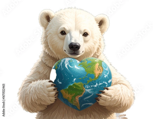 Obraz polar bear with globe