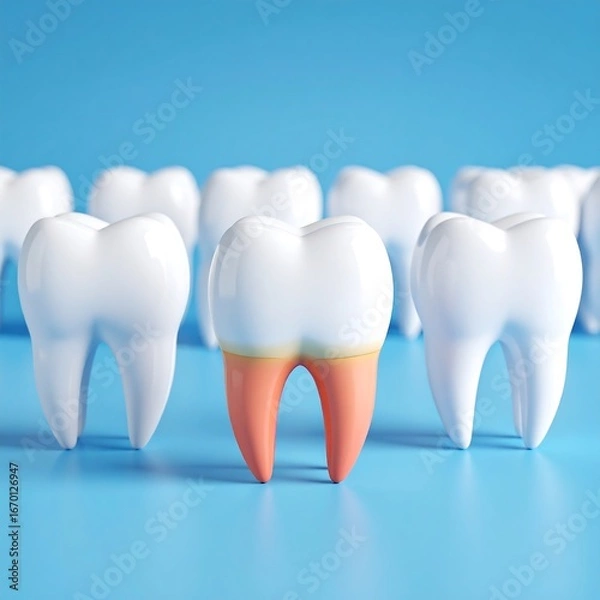 Obraz Healthy teeth with stained one