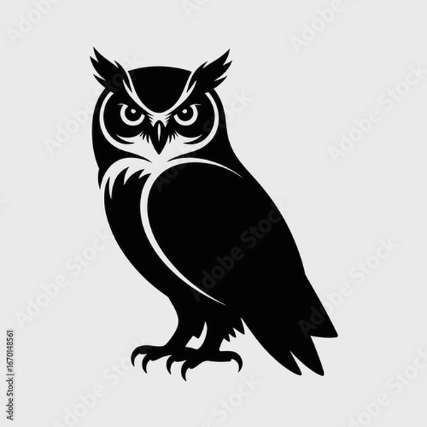 Obraz Black Owl Illustration with Fierce Expression