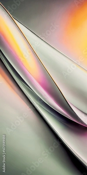 Obraz Abstract Metallic Waves Reflecting Warm Gradient Light