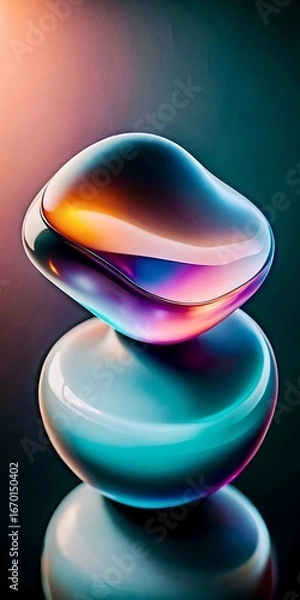 Obraz Abstract Composition of Smoothly Shaped Objects with Vibrant Reflective Surfaces
