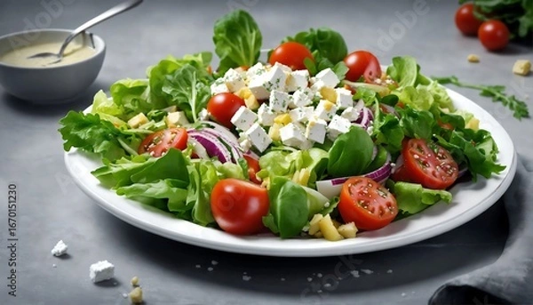 Fototapeta salad with feta cheese and tomatoes