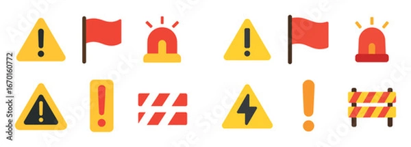 Fototapeta Warning Icons Set