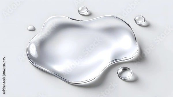 Fototapeta Transparent water droplets on a reflective surface