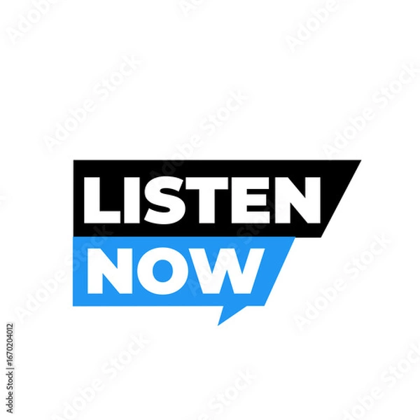 Obraz listen now png, digital button icon, instant call to action, modern web label