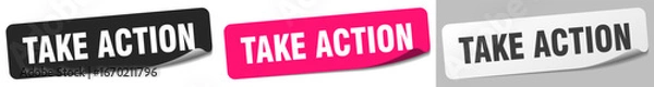 Fototapeta take action sticker. take action sticker set on white background