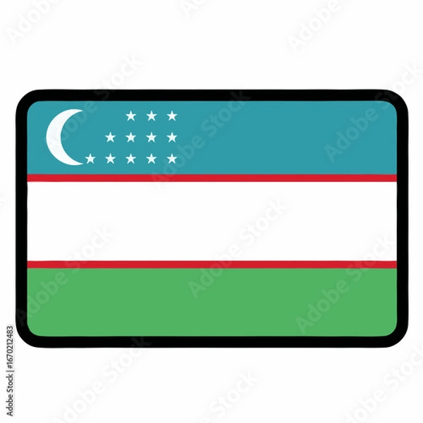 Obraz Uzbekistan flag button