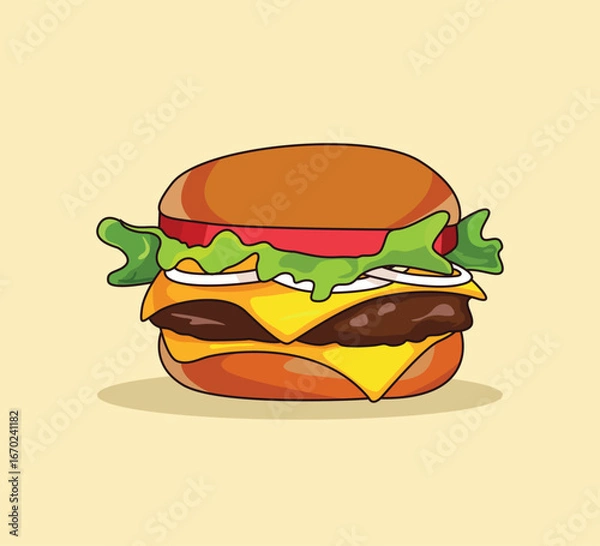 Obraz Burger cartoon style vector illustration