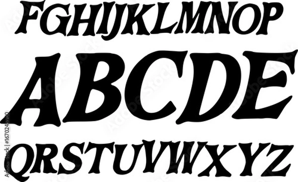 Fototapeta Stylish decorative alphabet A–Z in bold italic typeface. Perfect for posters, titles, branding, logos, typography, and creative graphic design projects. Vector EPS included.