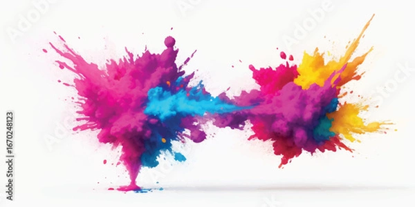 Fototapeta Creative watercolor explosion illustration with bold colorful stains and abstract splashes, modern vibrant artwork for stock image, poster design, flyer background, web template and presentation use