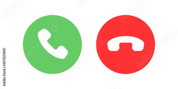 Fototapeta Set of Call Accept and Decline Icons Vector Illustration. Set of minimalist call icons featuring green accept and red decline buttons.