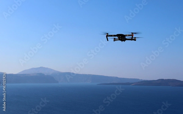 Obraz Modern Drone Filming View of Santorni Island on Vacation