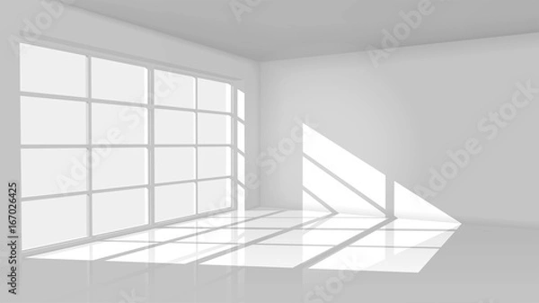 Obraz Empty Light White Room with Big Window. Vector Interior