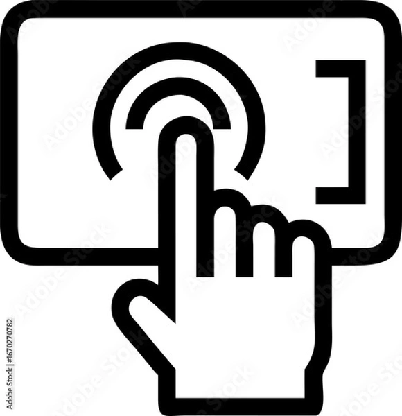 Obraz Modern finger tap and touch screen interaction icon for digital interfaces