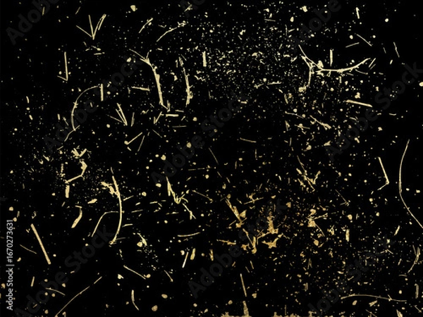 Fototapeta Abstract gold splatter texture on a black background. Perfect for luxury designs, fashion, digital art, and elegant decorative elements. Vector
