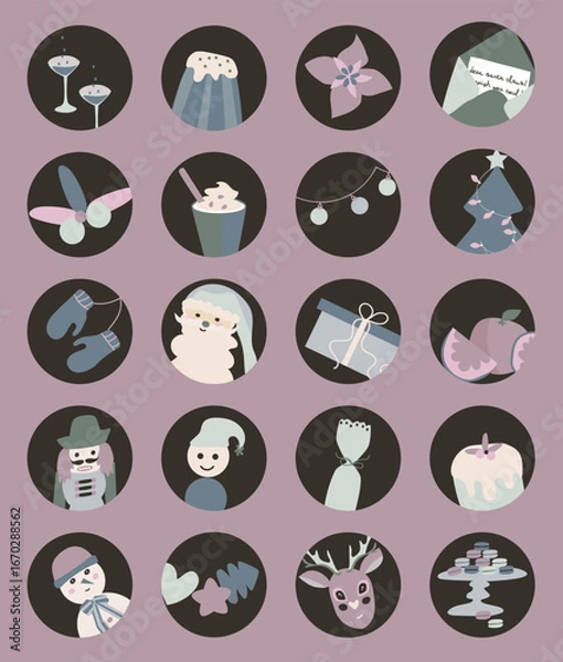 Obraz Round Christmas stickers labels