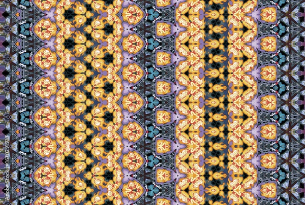 Fototapeta Seamless Cloth Design Digital Texture Decoration Luxury Symmetric Endless Template Graphic Visual Perspective Background Fashion Shape Wallpaper Interior Geometric Art Textile Fabric Tile Pattern.