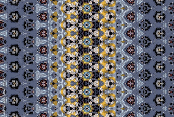 Fototapeta Seamless Cloth Design Digital Texture Decoration Luxury Symmetric Endless Template Graphic Visual Perspective Background Fashion Shape Wallpaper Interior Geometric Art Textile Fabric Tile Pattern.