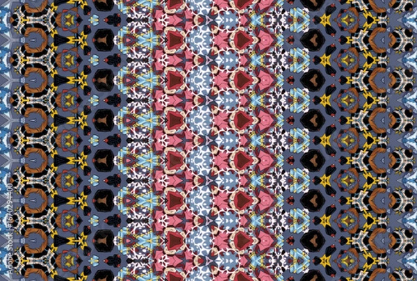 Fototapeta Seamless Cloth Design Digital Texture Decoration Luxury Symmetric Endless Template Graphic Visual Perspective Background Fashion Shape Wallpaper Interior Geometric Art Textile Fabric Tile Pattern.