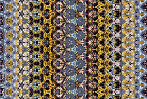 Fototapeta Seamless Luxury Graphic Textile Art Template Perspective Design Decoration Tile Texture Symmetric Endless Fashion Background Cloth Geometric Digital Shape Wallpaper Visual Interior Fabric Pattern.