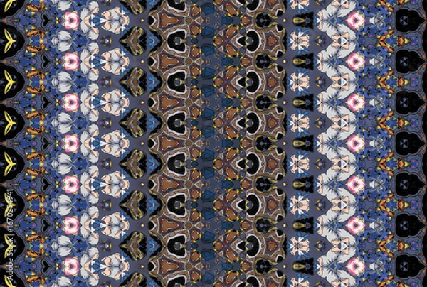 Fototapeta Seamless Symmetric Background Textile Visual Design Texture Interior Tile Geometric Fabric Luxury Decoration Wallpaper Digital Fashion Template Art Perspective Endless Shape Graphic Cloth Pattern.