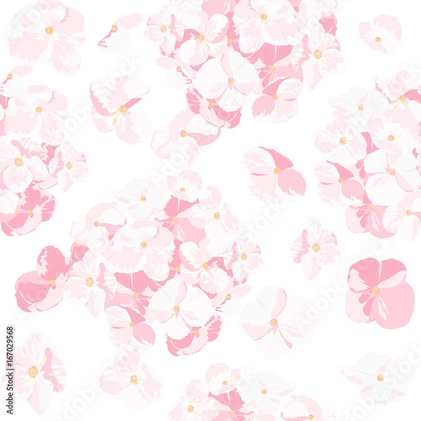 Obraz The pink hydrangea in the sky. Pink flower is vector for seamless, pattern and background.