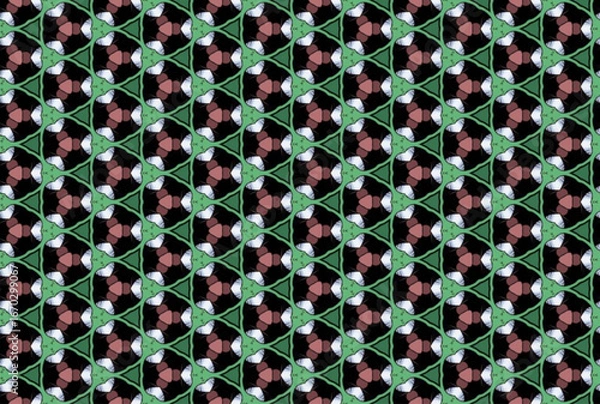 Fototapeta Seamless Cloth Design Digital Texture Decoration Luxury Symmetric Endless Template Graphic Visual Perspective Background Fashion Shape Wallpaper Interior Geometric Art Textile Fabric Tile Pattern.