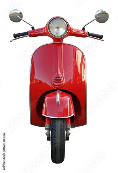 Fototapeta Red Scooter Motor Front View Isolated on Transparent Background PNG
