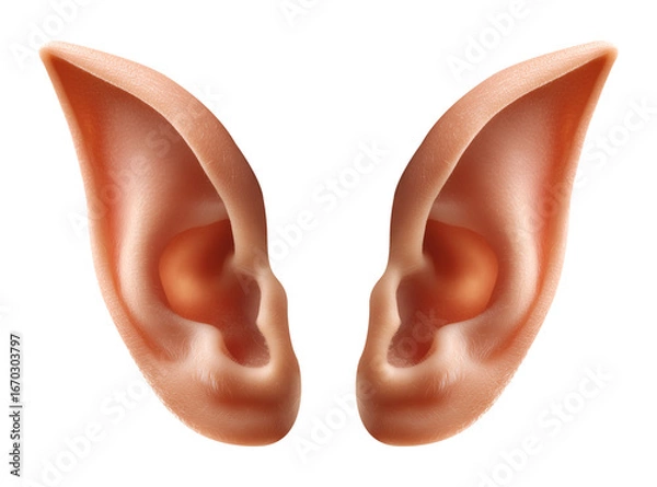 Fototapeta Pointy Elven Elf Ears Isolated on Transparent Background PNG
