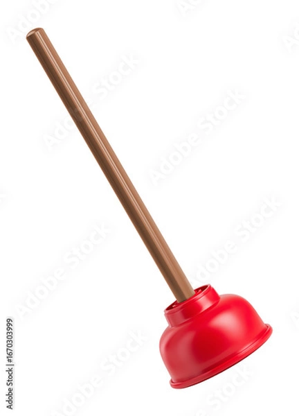 Fototapeta Red Plunger Plumbing Tool for Toilet Isolated on Transparent Background PNG
