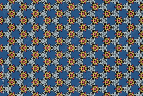 Fototapeta Seamless Cloth Design Digital Texture Decoration Luxury Symmetric Endless Template Graphic Visual Perspective Background Fashion Shape Wallpaper Interior Geometric Art Textile Fabric Tile Pattern.