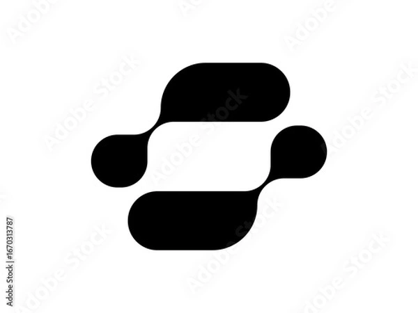 Obraz abstract S letter logo with link shape for tech industry