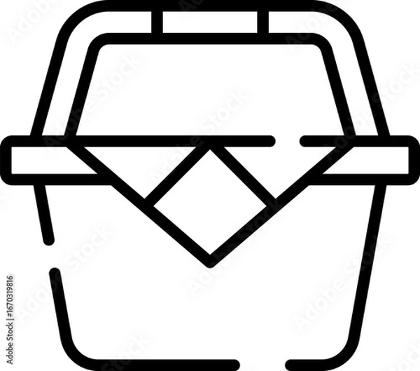 Fototapeta Minimalistic Modern Rounded Outline Picnic Basket Icon