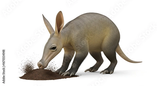 Fototapeta Aardvark digging in dirt