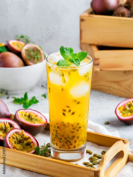 Obraz Refreshing Passion Fruit Drink with Mint