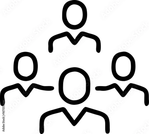 Fototapeta team work vector icon on white or transparent background. teamwork or organisation icons items. Stroke icon collections. Editable Stroke icon collection.