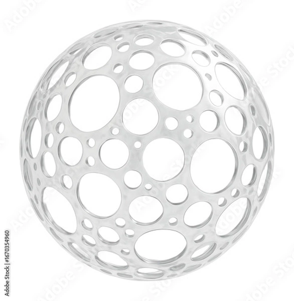 Fototapeta Translucent hollow sphere with irregularly sized perforations casting intricate shadows.