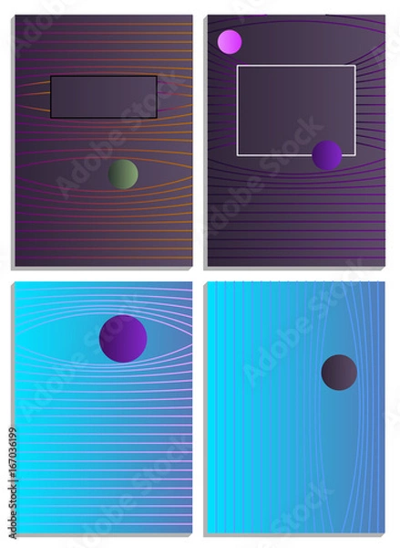 Fototapeta Posters with abstract forms, geometric style 80's, memphis. Retro-art for covers, banners, flyers and posters