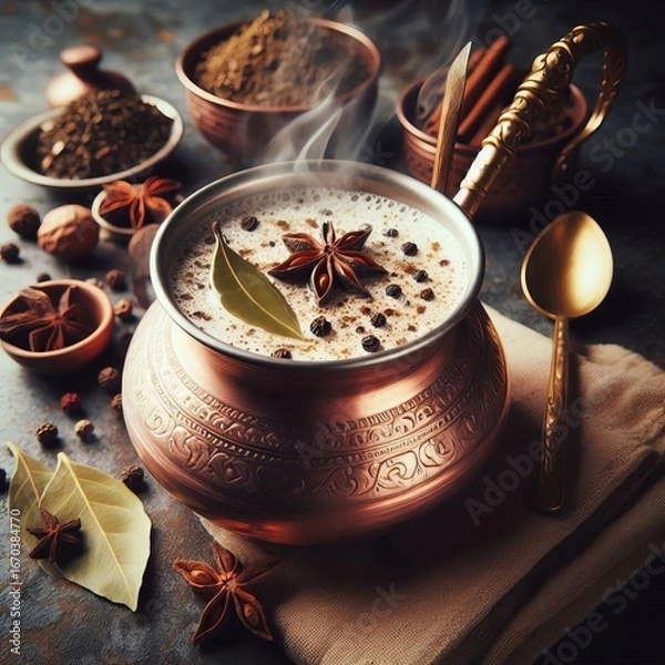 Obraz Nepalese Chiya copper karahi pots