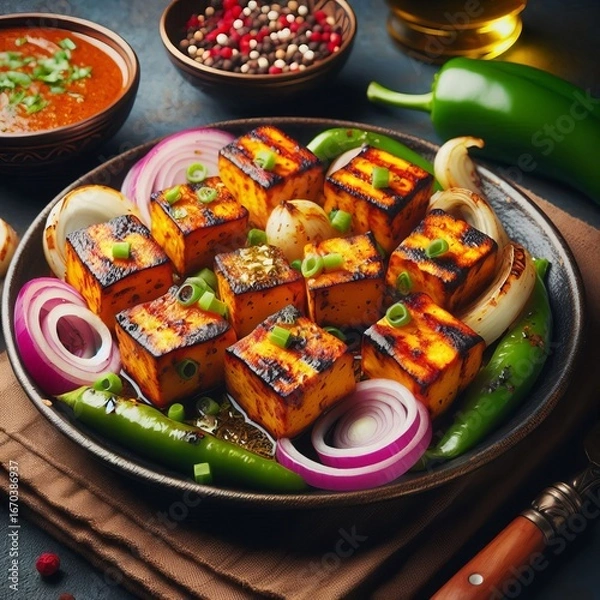 Obraz Paneer Tikka onions and peppers