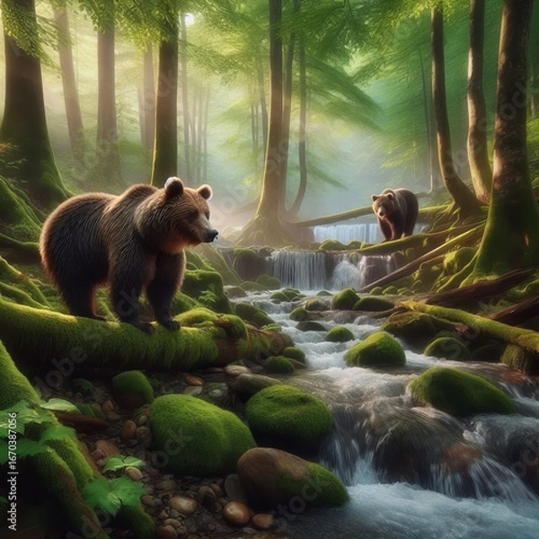 Fototapeta The Caucasus brown bears