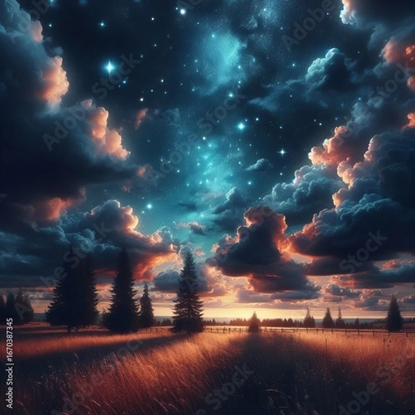 Obraz Patchy Clouds star filled sky