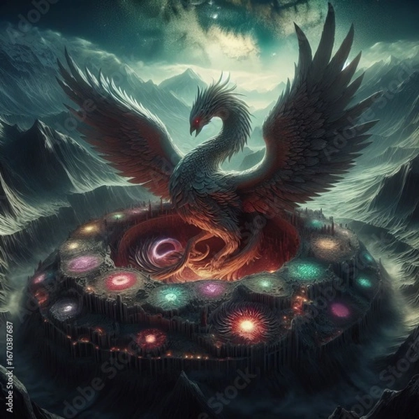 Fototapeta The final with luminous flowers