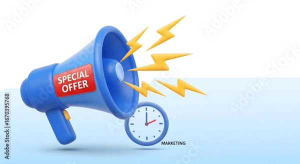 Obraz Announcing a vibrant special offer with a dynamic megaphone, a limited time deal, so act fast and don't miss the opportunity for a fantastic promotion that ends soon